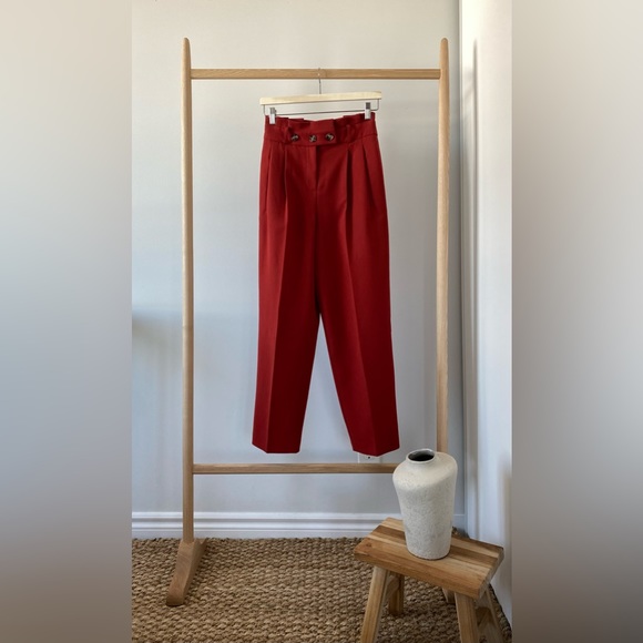 Topshop Straight Leg Pants with Button Detail - Picture 1 of 4